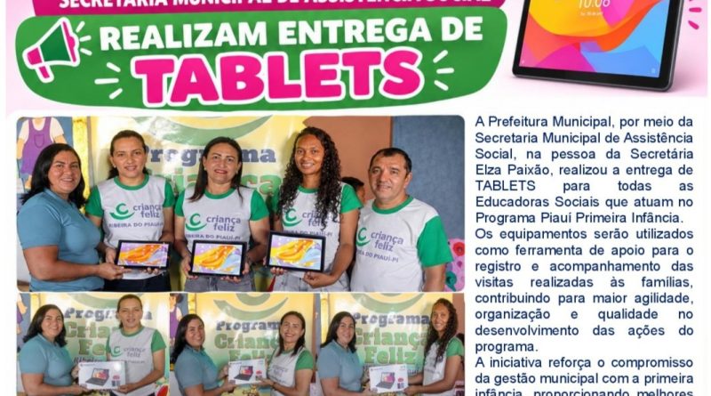 RIBEIRA DO PIAUÍ FORTALECE A PROTEÇÃO À PRIMEIRA INFÂNCIA COM NOVO SERVIÇO DO SUAS, AÇÕES COMUNITÁRIAS E ENTREGA DE TABLETS AOS VISITADORES
